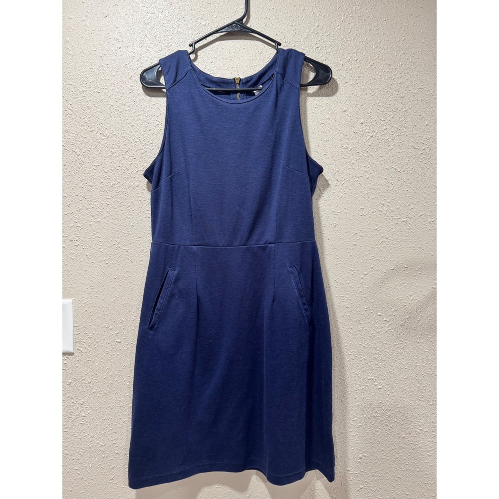 Old Navy Womens Navy Blue Sleeveless Sheath Pocket Dress Size M Exposed Zipper